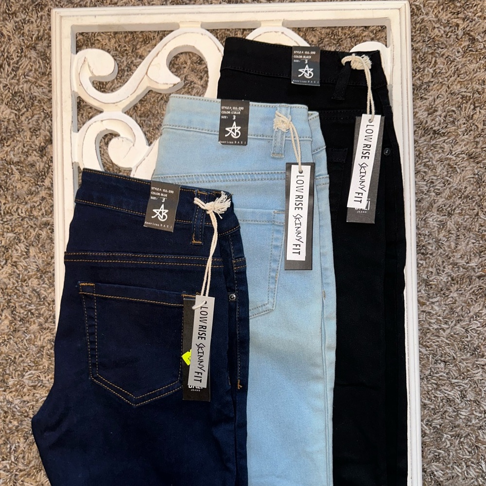 3 pairs of AMERICAN BAZI RIPPED WOMEN'S SKINNY JEANS NWTS! Size 3 ✨